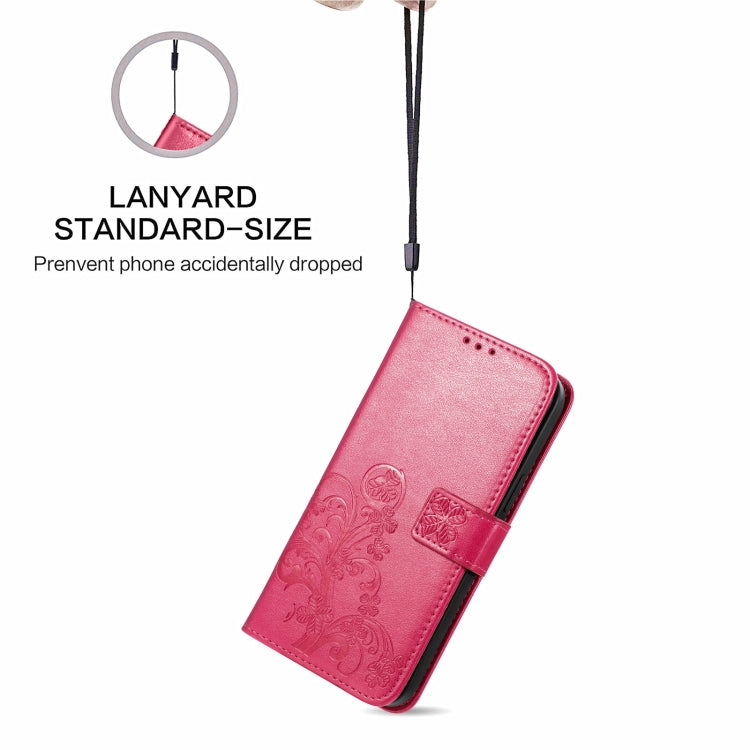 Custodia in pelle con protezione per telefono cellulare con fibbia in rilievo con chiusura a quattro foglie con cordino e slot per schede e portafoglio e funzione staffa, For Samsung Galaxy A22 5G, For Samsung Galaxy A22 4G, For Samsung Galaxy F62/M62 ...