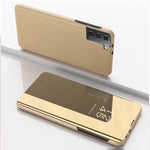Custodia in pelle flip orizzontale placcata a specchio con supporto, For Samsung Galaxy S21 FE, For Samsung Galaxy A82 5G, For Samsung Galaxy A82 5G / Quantum 2