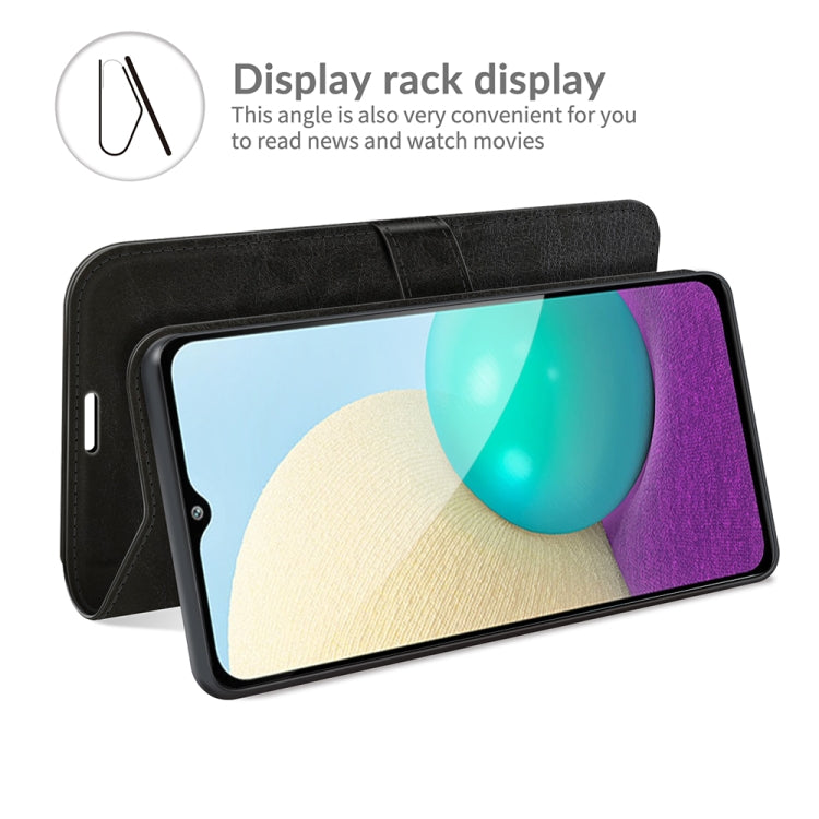 Per Samsung Galaxy A02 / M02 R64 Texture Custodia protettiva a vibrazione orizzontale singola con supporto e slot per schede e portafogli e cornice per foto, For Samsung Galaxy A02