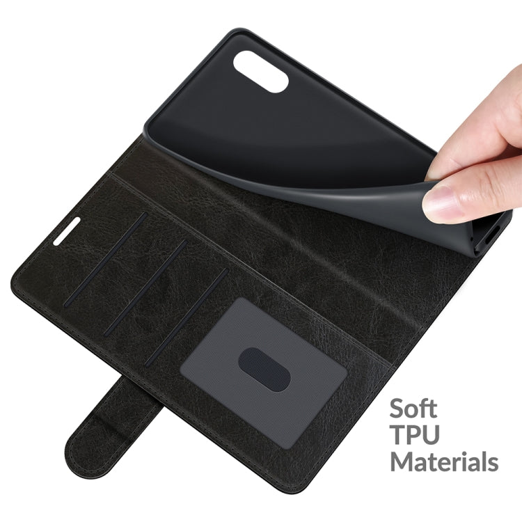 Per Samsung Galaxy A02 / M02 R64 Texture Custodia protettiva a vibrazione orizzontale singola con supporto e slot per schede e portafogli e cornice per foto, For Samsung Galaxy A02