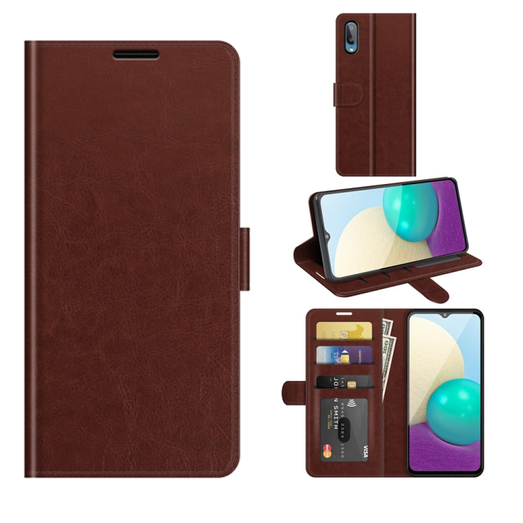 Per Samsung Galaxy A02 / M02 R64 Texture Custodia protettiva a vibrazione orizzontale singola con supporto e slot per schede e portafogli e cornice per foto, For Samsung Galaxy A02
