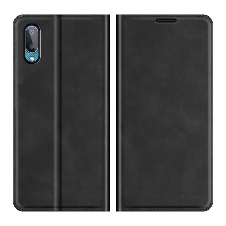 Per Samsung Galaxy A02 / M02 Custodia in pelle con ventosa magnetica da lavoro retro-skin con supporto e slot per schede e portafoglio, For Galaxy A02