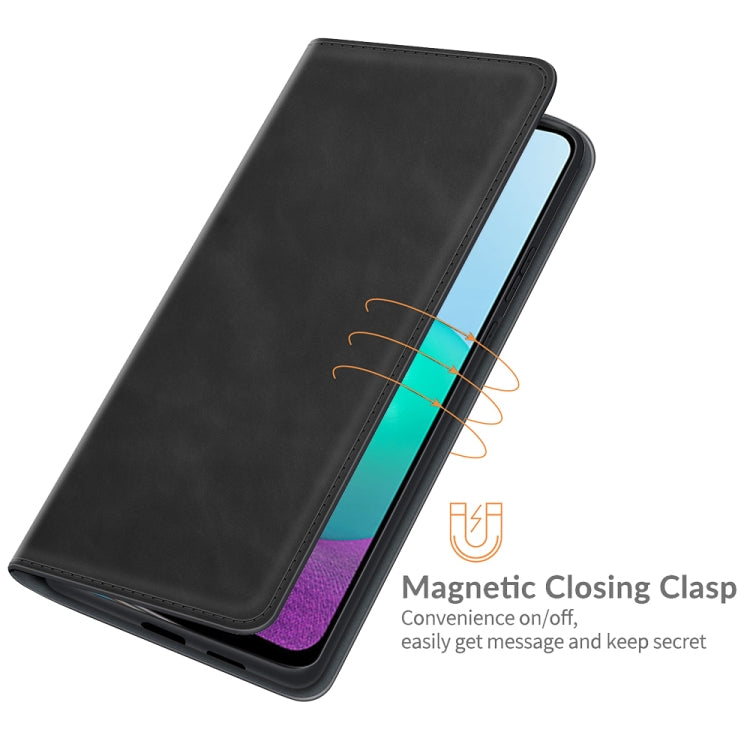 Per Samsung Galaxy A02 / M02 Custodia in pelle con ventosa magnetica da lavoro retro-skin con supporto e slot per schede e portafoglio, For Galaxy A02