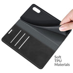 Per Samsung Galaxy A02 / M02 Custodia in pelle con ventosa magnetica da lavoro retro-skin con supporto e slot per schede e portafoglio, For Galaxy A02