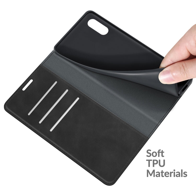 Per Samsung Galaxy A02 / M02 Custodia in pelle con ventosa magnetica da lavoro retro-skin con supporto e slot per schede e portafoglio, For Galaxy A02