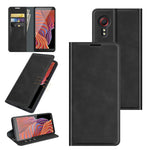 Per Samsung Galaxy Xcover 5 / Xcover 5S Custodia in pelle con ventosa magnetica per affari retro-pelle con supporto e slot per schede e portafoglio