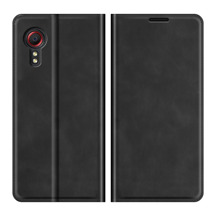 Per Samsung Galaxy Xcover 5 / Xcover 5S Custodia in pelle con ventosa magnetica per affari retro-pelle con supporto e slot per schede e portafoglio