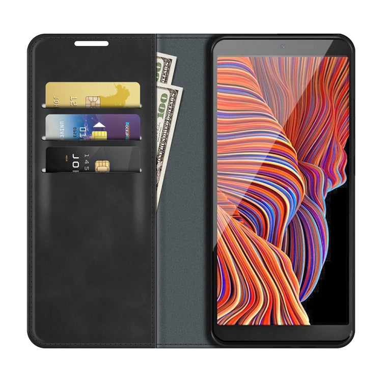 Per Samsung Galaxy Xcover 5 / Xcover 5S Custodia in pelle con ventosa magnetica per affari retro-pelle con supporto e slot per schede e portafoglio