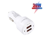 TE-092 36W Dual QC3.0 Caricabatteria da auto rapido USB + set di cavi dati da USB a Micro USB, TE-092 with Micro USB Cable