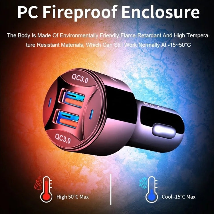 TE-092 36W Dual QC3.0 Caricabatteria da auto rapido USB + set di cavi dati da USB a Micro USB, TE-092 with Micro USB Cable