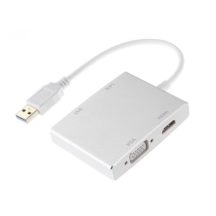 WS-03 Convertitore Ethernet per scheda di rete 4 in 1 da USB 3.0 a VGA + HDMI + DVI + RJ45