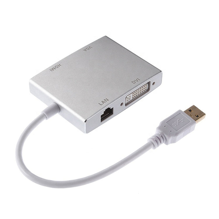 WS-03 Convertitore Ethernet per scheda di rete 4 in 1 da USB 3.0 a VGA + HDMI + DVI + RJ45