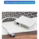 WS-03 Convertitore Ethernet per scheda di rete 4 in 1 da USB 3.0 a VGA + HDMI + DVI + RJ45