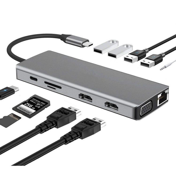 Docking station multifunzione per notebook WS-04 12 in 1 di tipo C, 12 in 1