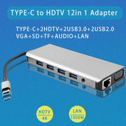 Docking station multifunzione per notebook WS-04 12 in 1 di tipo C, 12 in 1