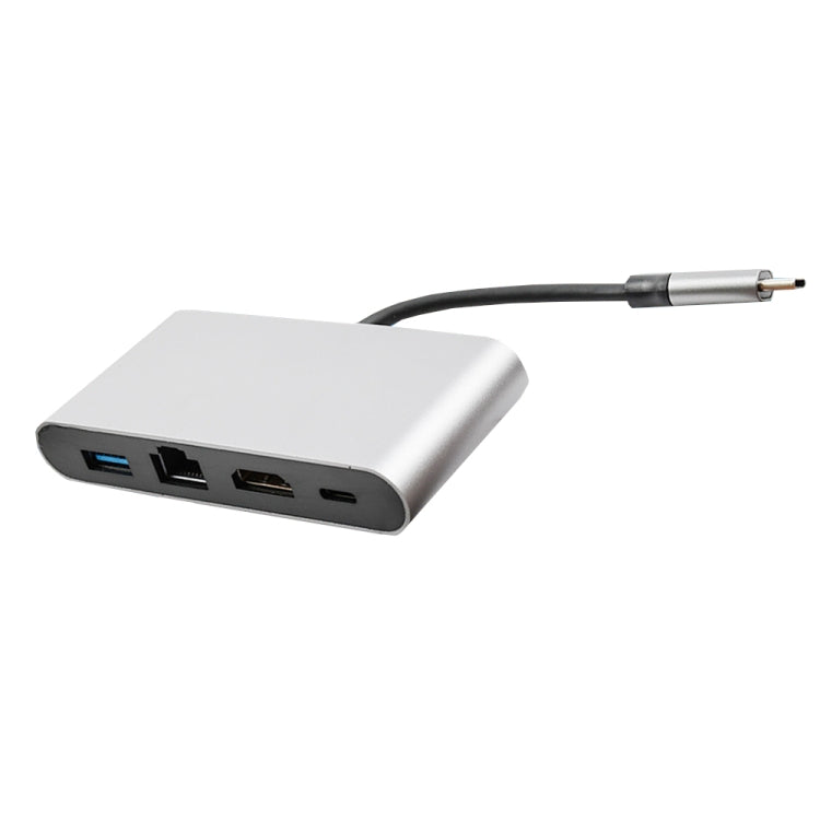 WS-07 Type-C 3.1 a RJ45 + HDMI + USB 3.0 + PD Docking station multifunzione convertitore 4 in 1, Type-C 3.1 to RJ45+HDMI+USB3.0+Type-C