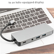 WS-06 9 in 1 da tipo C a RJ45 + VGA + PD + HDMI + SD + TF + audio 3,5 mm + 2 adattatori HUB USB 3.0
