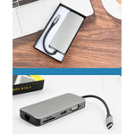 Hub USB-C 9 in 1 con HDMI 4K, RJ45, VGA, SD, TF, audio e USB 3.0