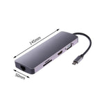 WS-11 8 in 1 da tipo C a HDMI + VGA + SD + TF + RJ45 + PD + 2 x convertitore adattatore HUB USB 3.0