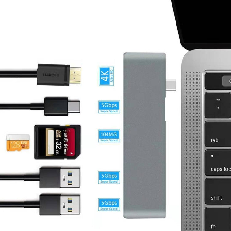 WS-15 Convertitore 6 in 1 da tipo C a HDMI + USB 3.0 x 2 + SD + TF + PD HUB