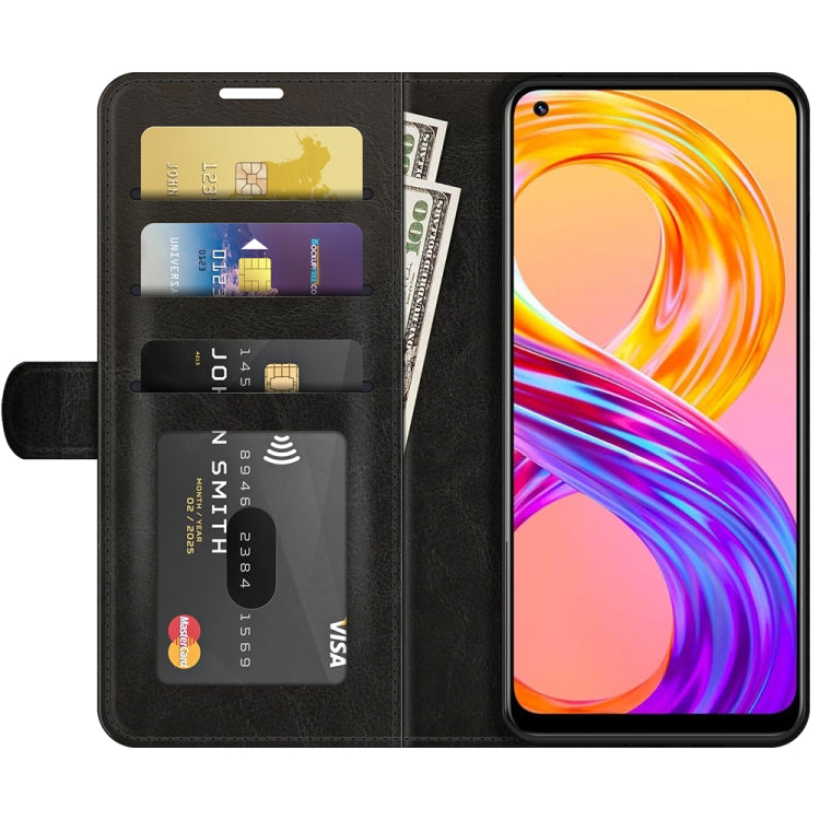 Per OPPO Realme 8/8 Pro 4G R64 Texture Custodia protettiva a vibrazione singola orizzontale con supporto e slot per schede e portafoglio e cornice per foto, For OPPO Realme 8