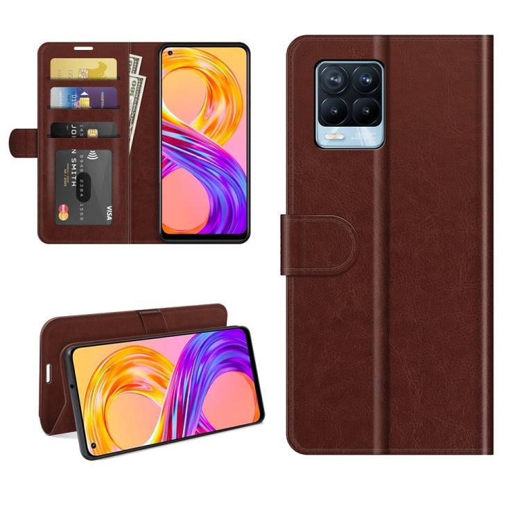 Per OPPO Realme 8/8 Pro 4G R64 Texture Custodia protettiva a vibrazione singola orizzontale con supporto e slot per schede e portafoglio e cornice per foto, For OPPO Realme 8
