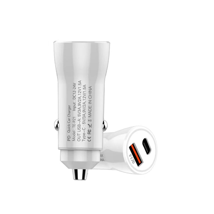 P21 Portable PD 20W + QC 3.0 18W Caricabatterie per auto veloce a doppia porta, P21 Car Charger