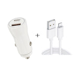 P21 PD 20W USB-C / Type-C + QC3.0 18W Caricabatteria da auto USB veloce con set di cavi dati da USB a 8 pin, USB to 8 Pin
