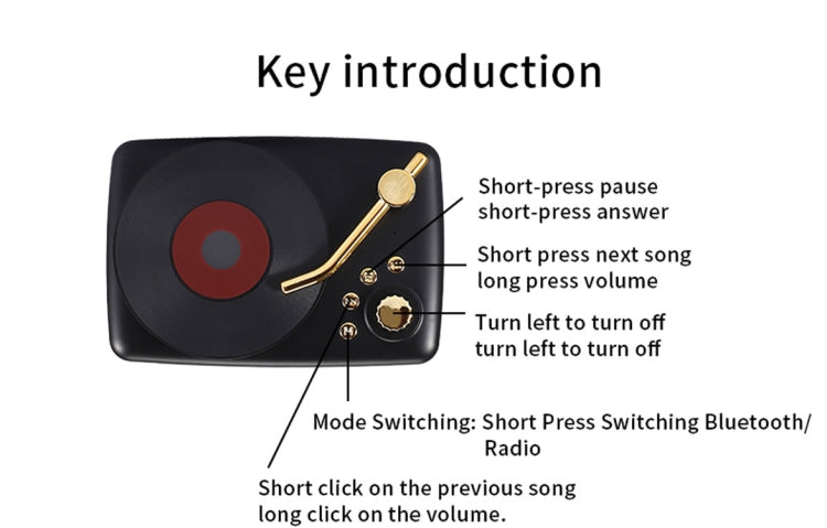 Altoparlante Bluetooth stile retrò, antenna di ricezione FM ad alta sensibilità incorporata, viaggio a lungo termine, T12 (Red)