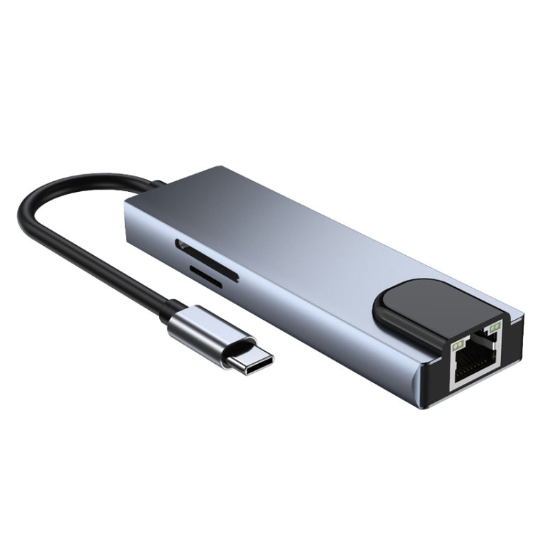 Adattatore Hub 6 in 1 USB-C HDMI RJ45 SD TF PD 87W