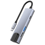 Adattatore Hub 6 in 1 USB-C HDMI RJ45 SD TF PD 87W