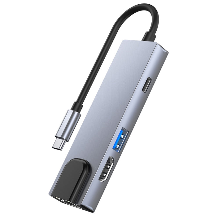 Adattatore Hub 6 in 1 USB-C HDMI RJ45 SD TF PD 87W