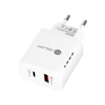 TE-PD01 Caricatore rapido PD 20W + QC3.0 USB a doppia porta con indicatore luminoso, spina europea, EU Plug