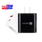 TE-PD01 Caricatore rapido PD 20W + QC3.0 USB a doppia porta con indicatore luminoso, spina USA, US Plug