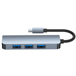 Hub USB 4 in 1 Tipo C con 3 porte USB 2.0 e 1 USB 3.0