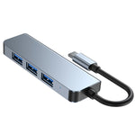Hub USB 4 in 1 Tipo C con 3 porte USB 2.0 e 1 USB 3.0