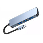 Hub USB 4 in 1 Tipo C con 3 porte USB 2.0 e 1 USB 3.0