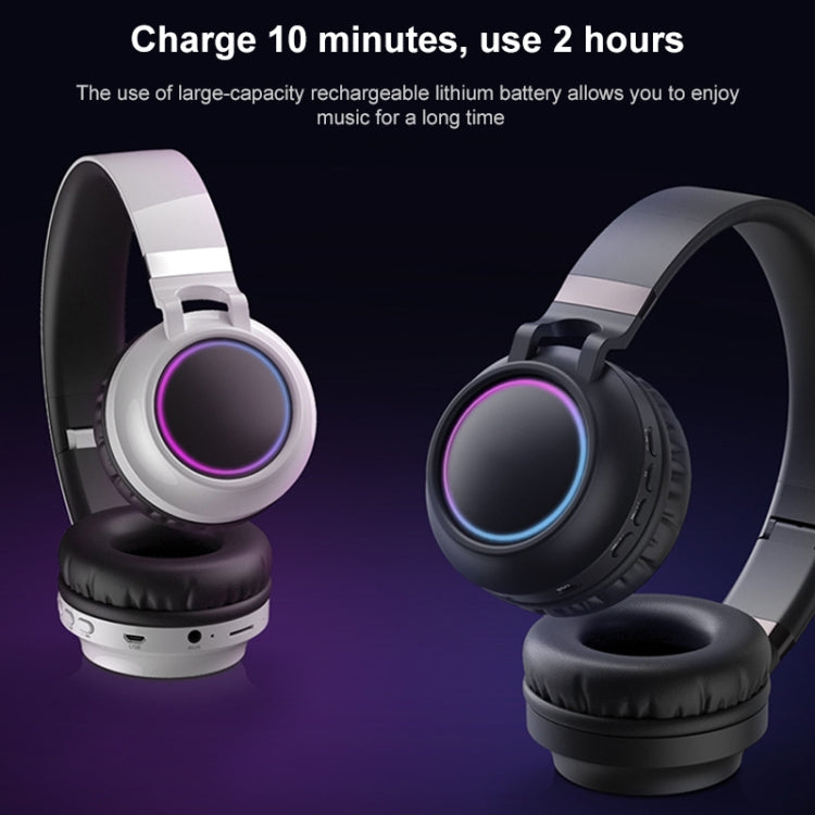 Cuffie Bluetooth 5.0 LED colorate Cuffie stereo HiFi wireless pieghevoli con microfono, supporto TF Card / 3,5 mm AUX