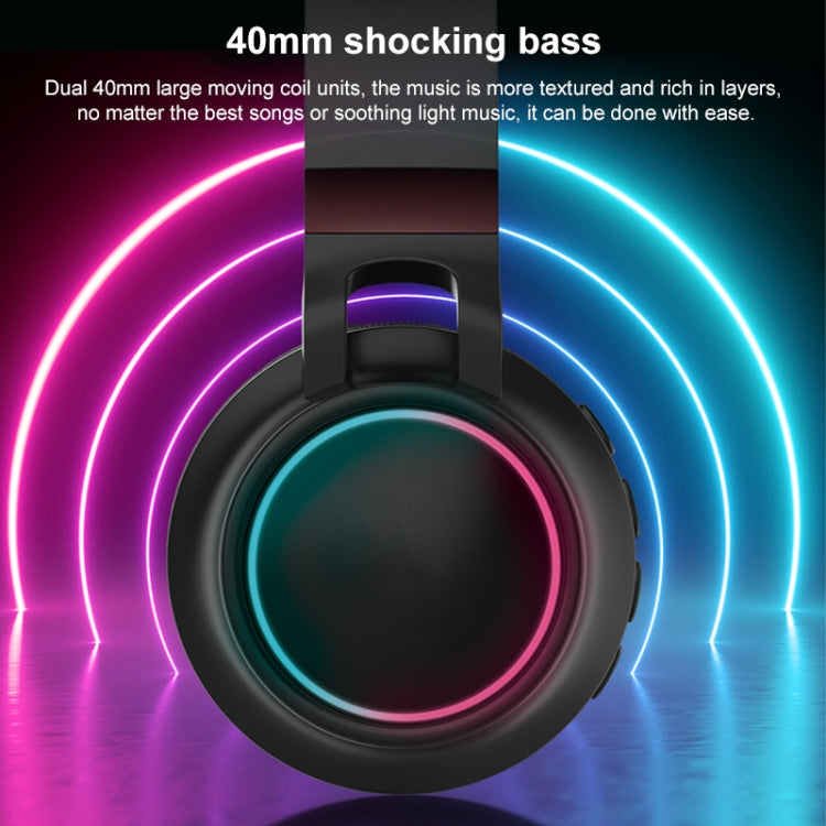 Cuffie Bluetooth 5.0 LED colorate Cuffie stereo HiFi wireless pieghevoli con microfono, supporto TF Card / 3,5 mm AUX