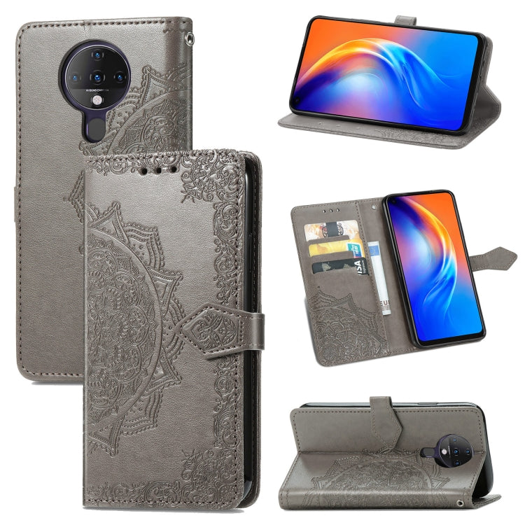 Custodia in pelle flip orizzontale goffrata fiore mandala con staffa / slot per schede / portafoglio / cordino, For ZTE Libero 5G, For TECNO SPARK 6