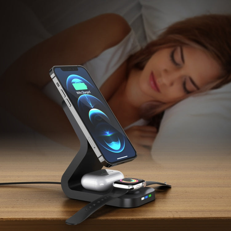 B-13 15W Max 3 in 1 Caricabatterie wireless magnetico per telefoni cellulari, Apple Watch e AirPods