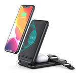 15W 3 in 1 Supporto per telefono pieghevole Qi Fast Wireless Charger Station per iPhone e iWatch e Airpods