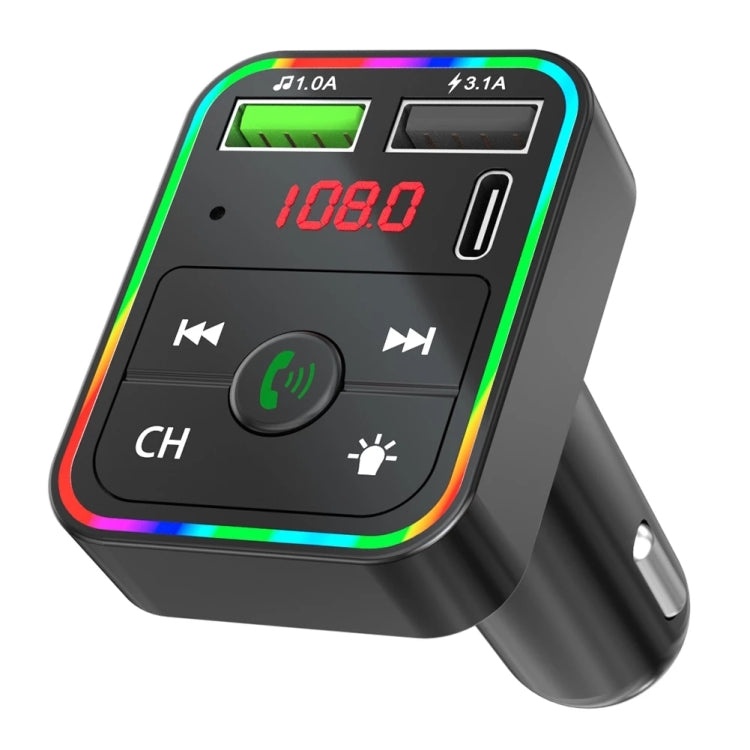 Trasmettitore FM per auto F2 Lettore caricatore USB MP3 con retroilluminazione a LED Trasmettitore FM con kit lettore per auto trasmettitore Bluetooth, F2