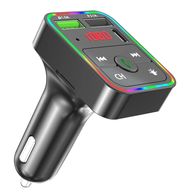 Trasmettitore FM per auto F2 Lettore caricatore USB MP3 con retroilluminazione a LED Trasmettitore FM con kit lettore per auto trasmettitore Bluetooth, F2