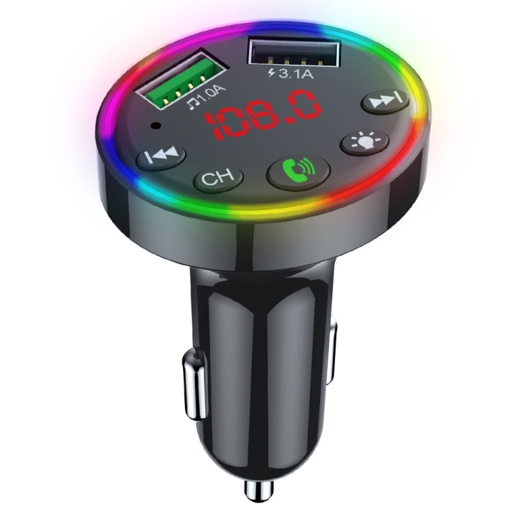 F9 Lettore modulatore MP3 per auto Ricevitore audio vivavoce wireless Kit per auto trasmettitore FM con caricatore rapido doppio USB, F9