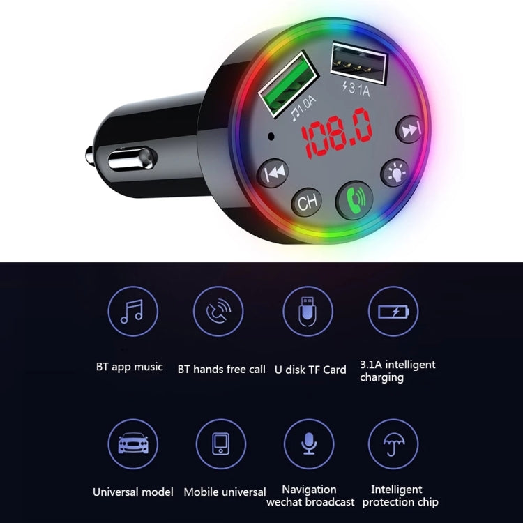 F9 Lettore modulatore MP3 per auto Ricevitore audio vivavoce wireless Kit per auto trasmettitore FM con caricatore rapido doppio USB, F9
