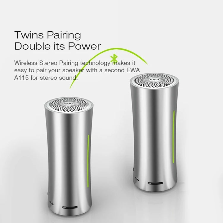 EWA A115 Altoparlante Bluetooth portatile in metallo 105H Power Hifi Stereo Subwoofer esterno