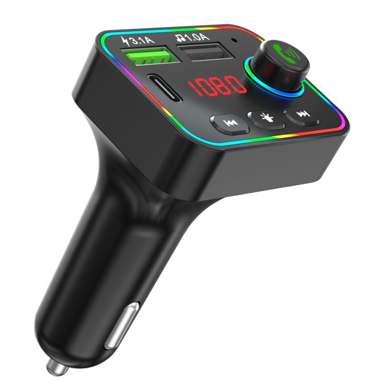 F4 Lettore MP3 per auto Trasmettitore FM Retroilluminazione colorata Caricatore USB Accessori per auto Dual USB, F4