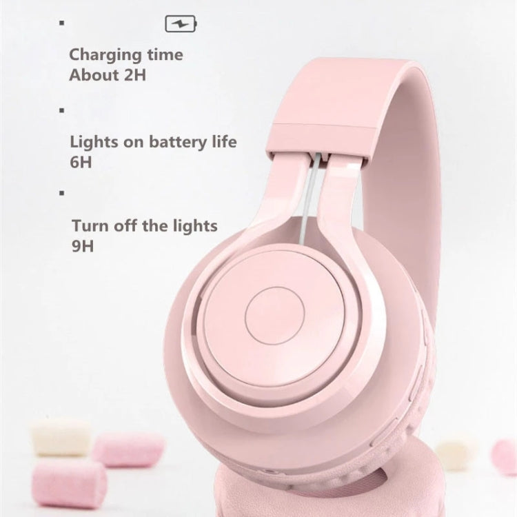 BT06C Cuffie wireless Bluetooth 5.0 carine per bambini con supporto luce LED per microfono Aux-in
