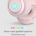 BT06C Cuffie wireless Bluetooth 5.0 carine per bambini con supporto luce LED per microfono Aux-in
